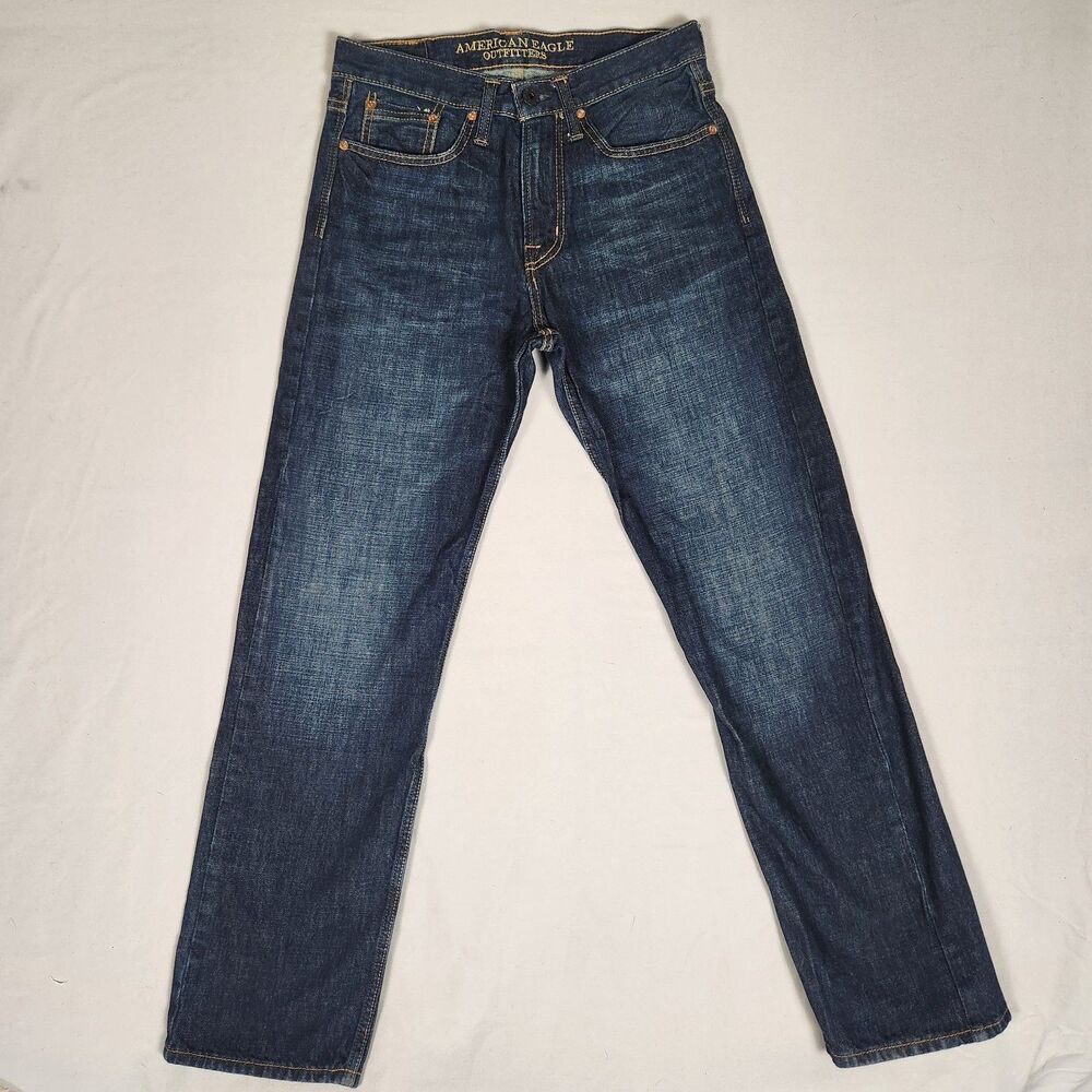 American Eagle Relaxed Straight Jeans Mens 29x32 Dark Wash Denim Classic Fit